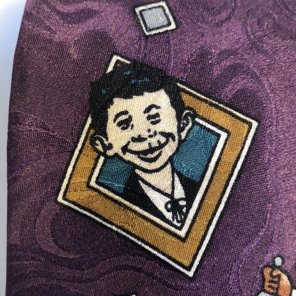 Mad Magazine Alfred E. Newman/Spy vs Spy Purple Silk Tie Made in Canada - Picture 2 of 12